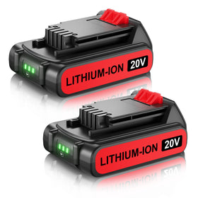 Bonadget 20V LBXR20 compatible battery showing extended runtime for Black and Decker tools.