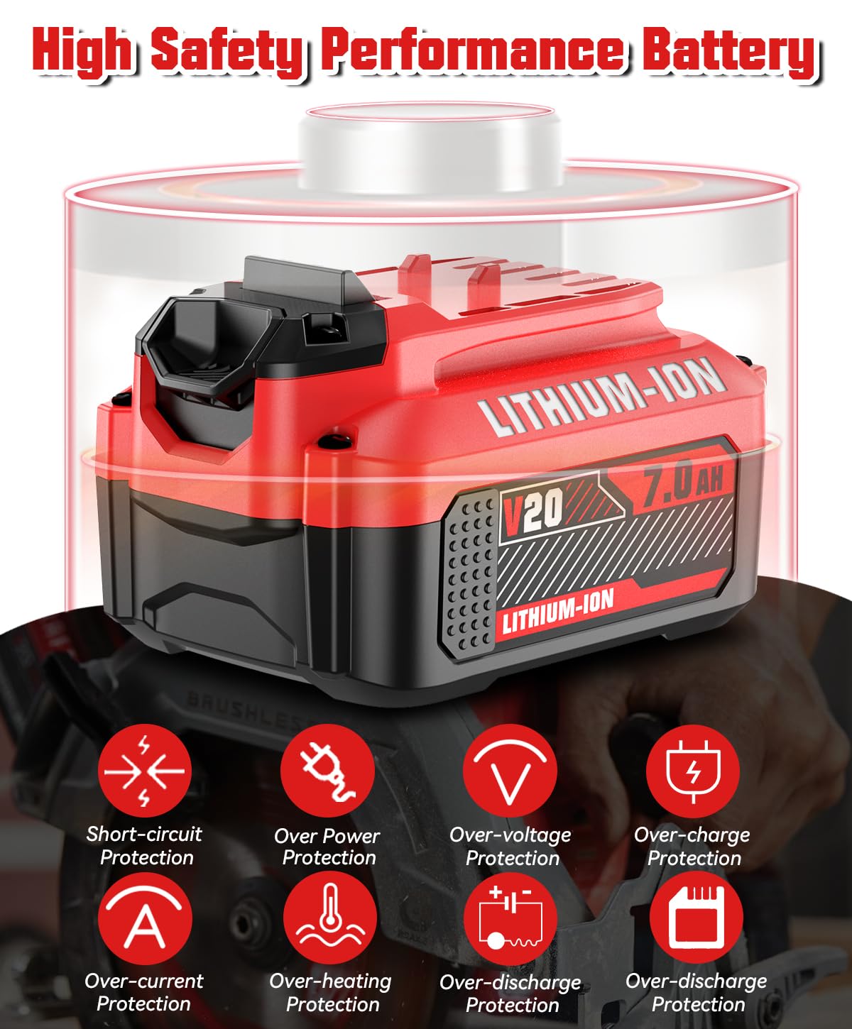 Bonadget battery with three LED indicators shows remaining power at a glance.