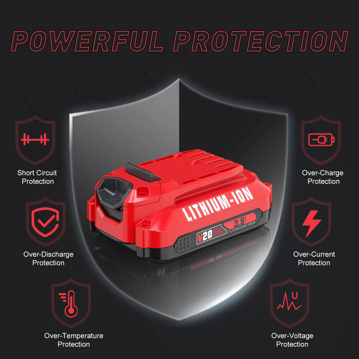 Bonadget battery equipped with 3 LED indicators for charge status and health
