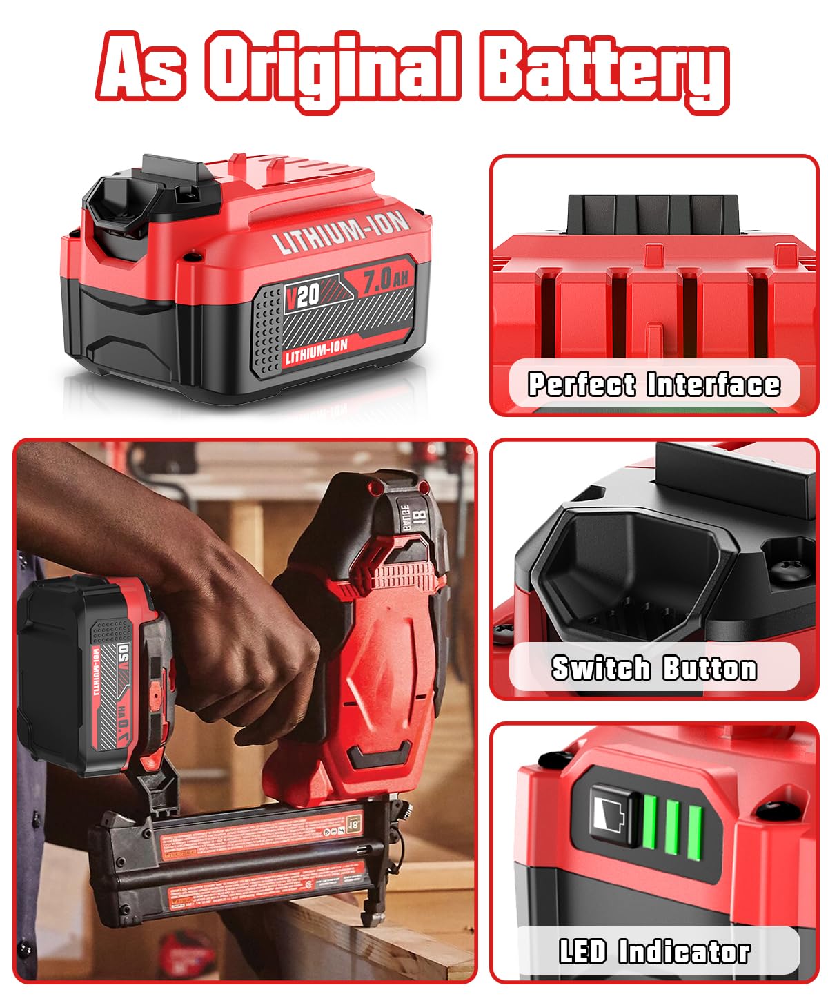 Bonadget lithium-ion battery with protections for safe operation.