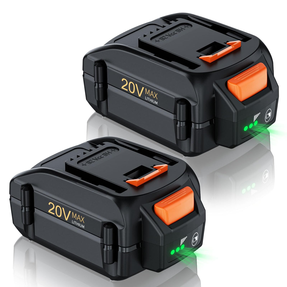 Bonadget Worx 20V battery 6500mAh front view for extended tool runtime.
