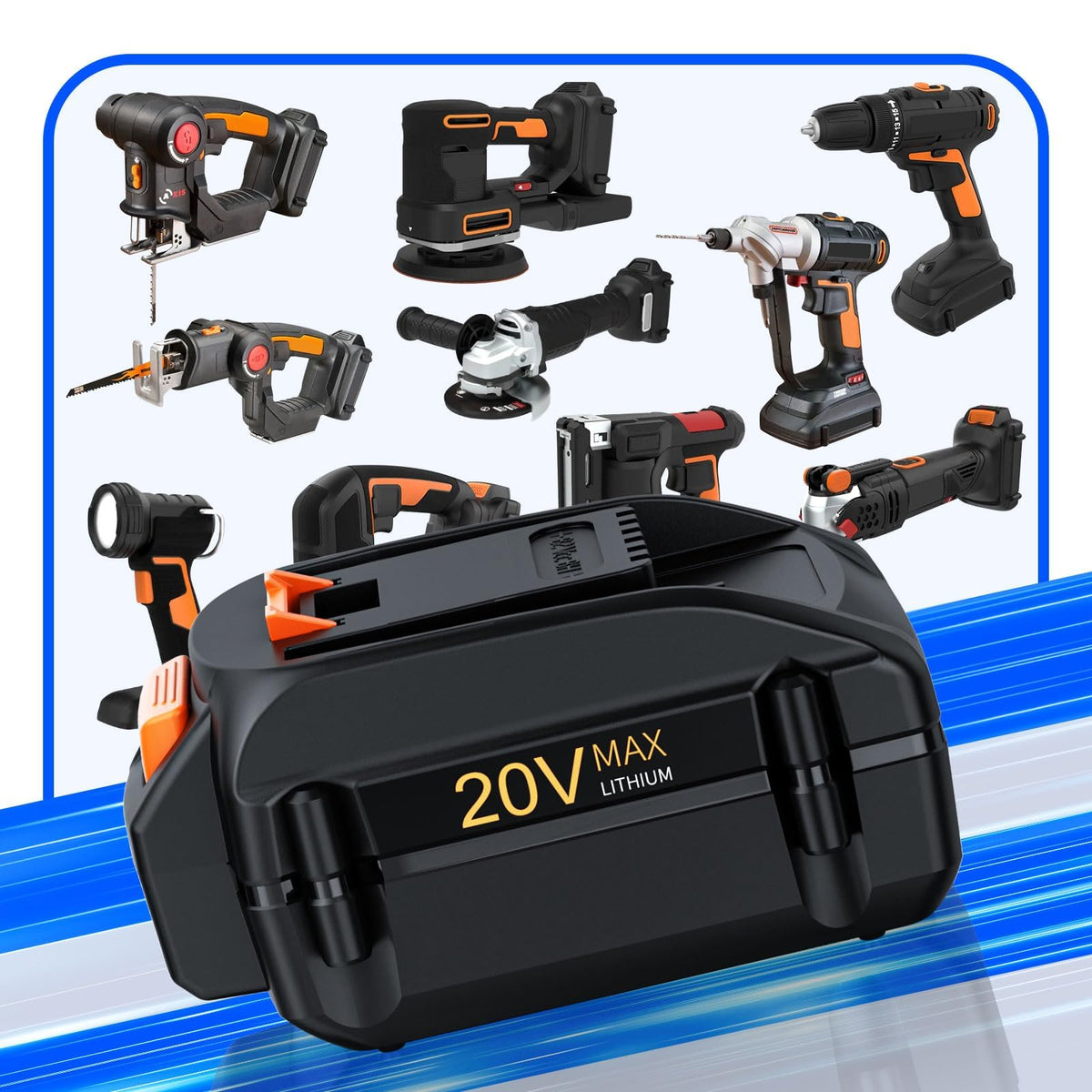 Bonadget Worx 20V battery compatibility list confirms broad tool support.
