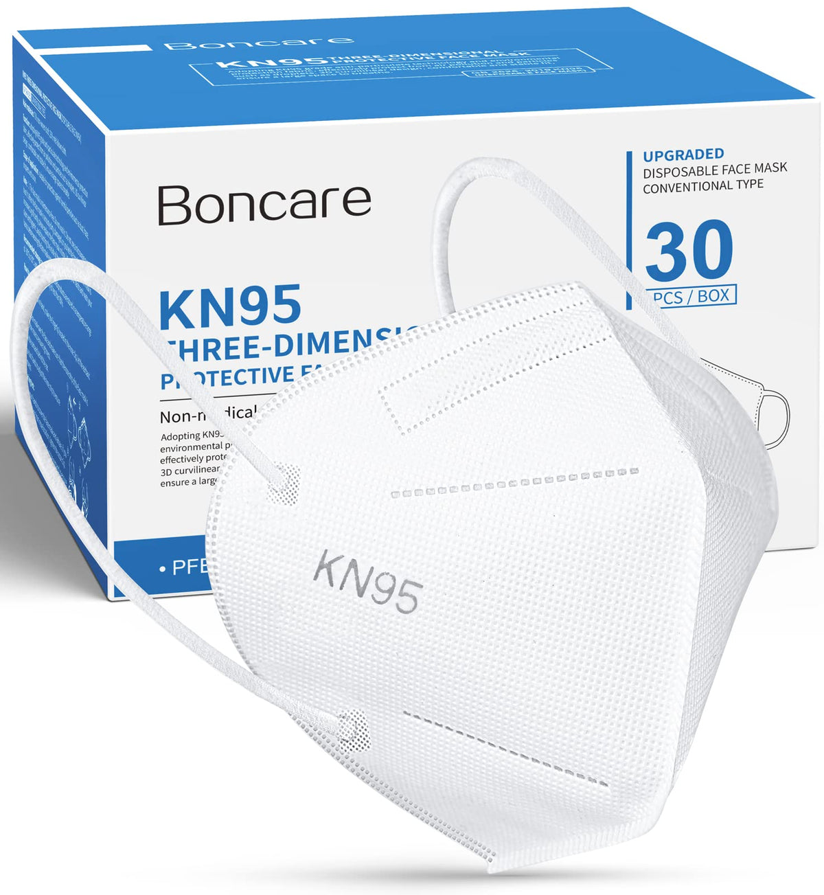 Boncare KN95 mask close-up showing 5-layer filtration for reliable daily protection