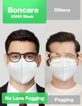 Boncare KN95 mask packaging with 30-count box emphasizes convenience and value