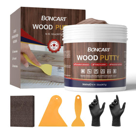 Boncart 32oz walnut wood putty packaging ready for home repairs