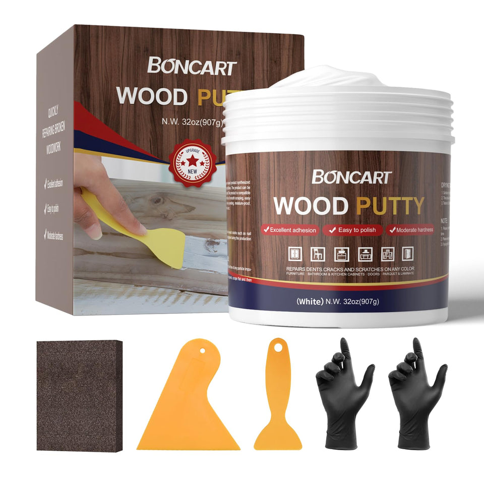 Boncart 32oz white wood putty jar for quick furniture repairs