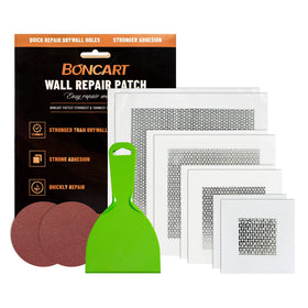 Boncart drywall patch 2-inch in use to cover wall hole for a quick repair