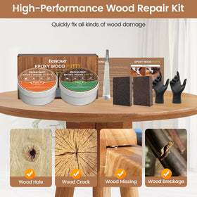 Boncart epoxy wood putty cures in 24 hours for ready-to-use results.