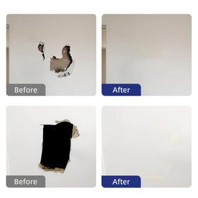 Boncart finished surface after repair shows a smooth blend with surrounding wall.