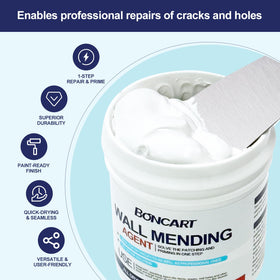 Boncart wall putty 8.6oz close-up ready to apply for smooth fills