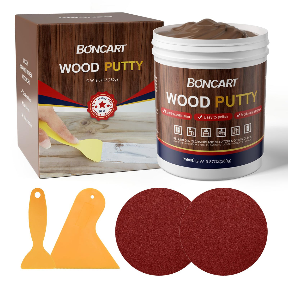 Boncart walnut wood putty filler kit contents ready for home furniture repair