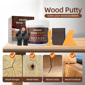 Boncart wood putty kit with scrapers and sanding block for easy repairs