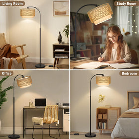 Boncoo rattan floor lamp bulb included for immediate use.