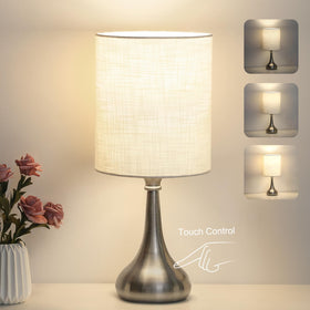 Boncoo touch-control table lamp base with silver metal finish for sturdy bedside lighting