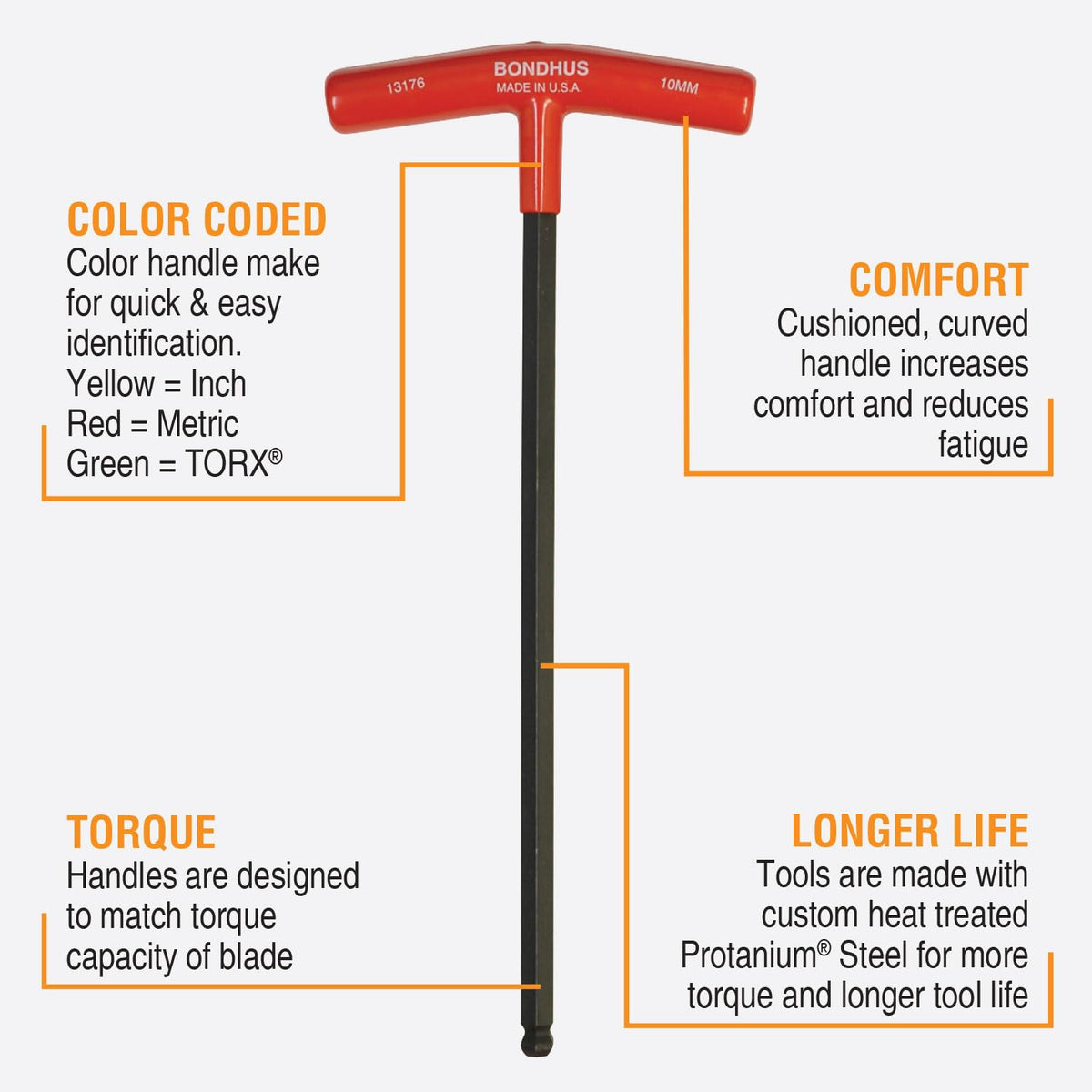 Bondhus 13189 balldriver 2mm T-handle for precise work