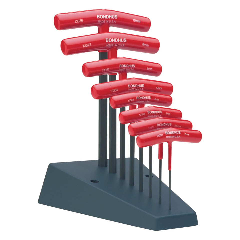 Bondhus 13389 hex T-handles with stand organized for quick access