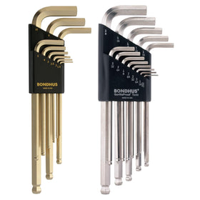 Bondhus 20399 DoublePK wrenches in BriteGuard and GoldGuard finishes for quick size ID.
