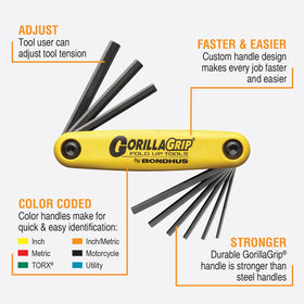 Bondhus Gorillagrip hex tips image showing 2-8 mm range for versatile screw work.