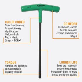 Bondhus star T-handle shows welded connection and protected blade for durability.