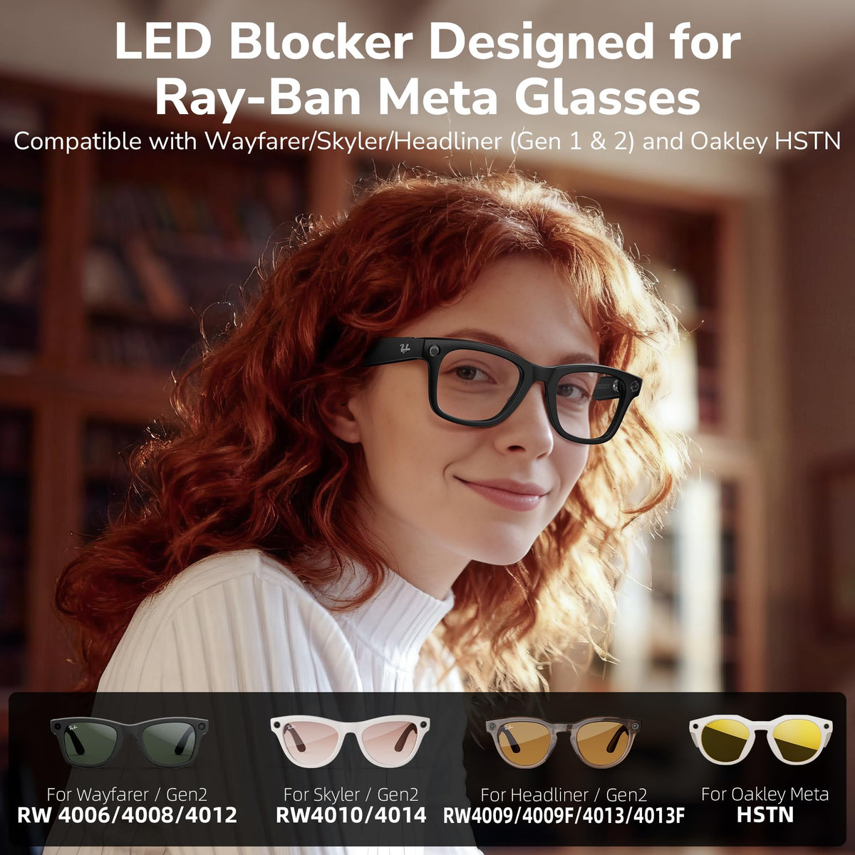 BonFook HiBloks LED blocker for Ray-Ban Headliner blocks LED flash without altering look