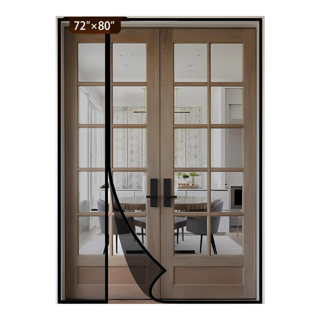 BONLACES reversible side-opening screen door 74x82 offers easy access and clear visibility.