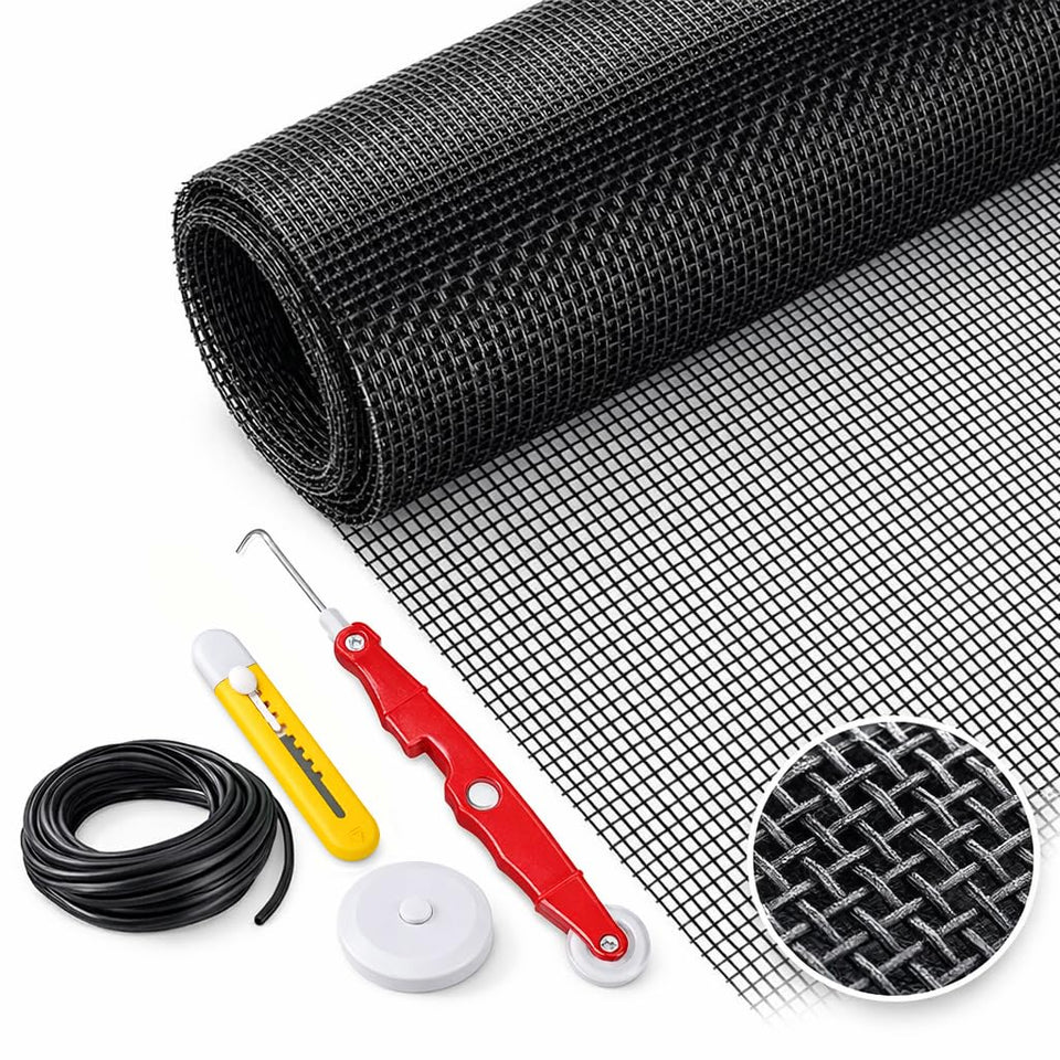 BONLACES window screen kit with tools included for quick installation and durable fiberglass mesh.