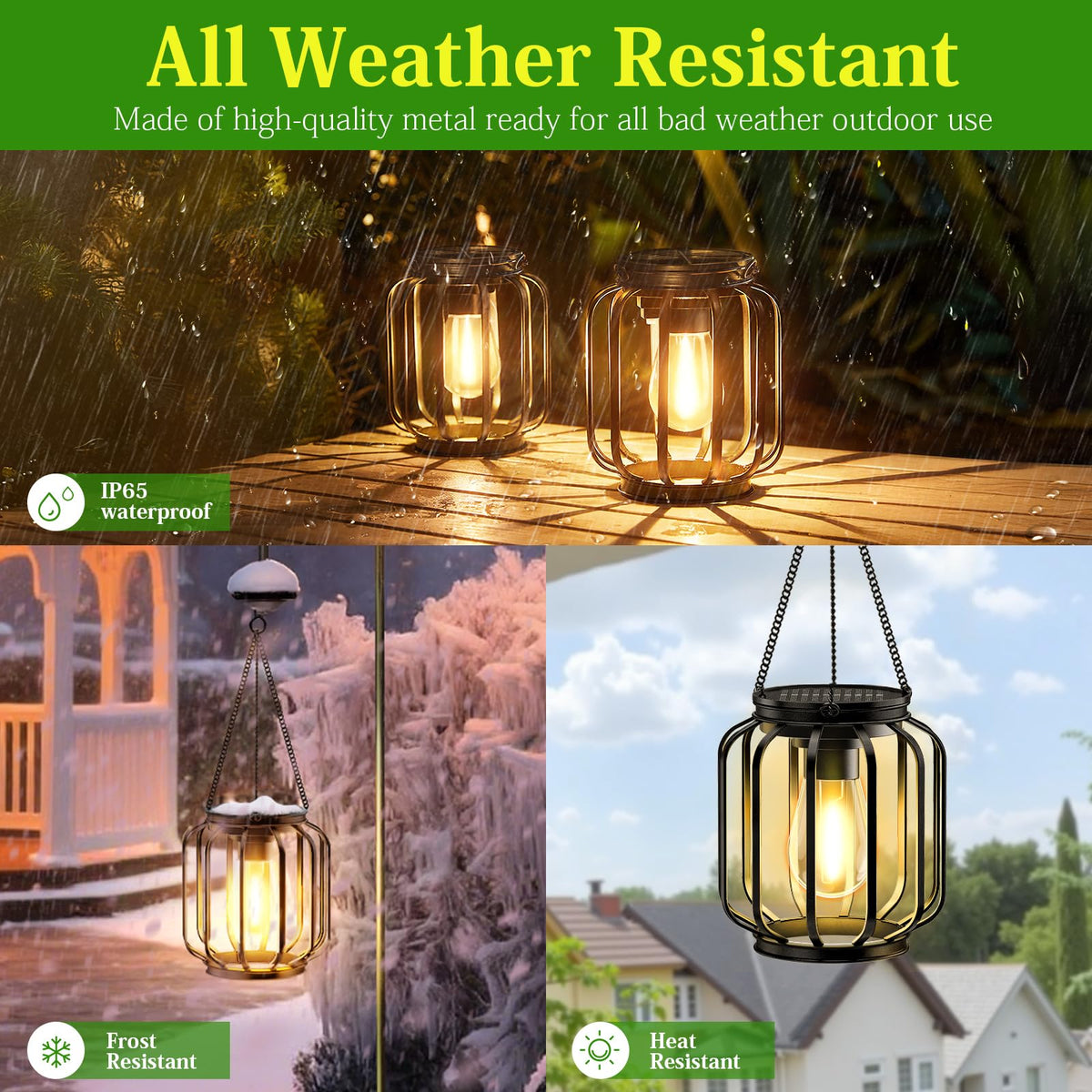 BONLION lantern enhances garden decor and outdoor dining.