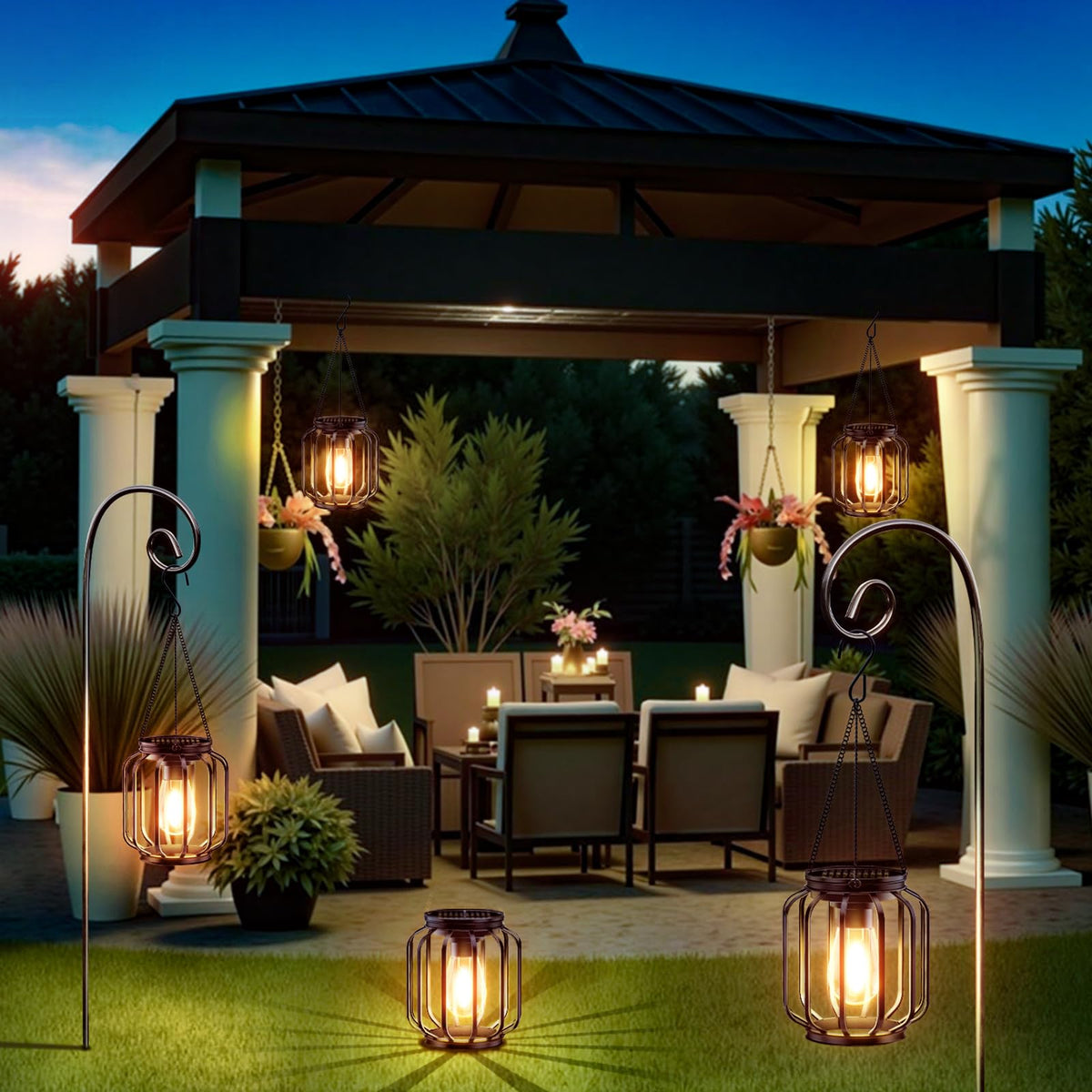 BONLION hanging lanterns can be hung on trees or fences.