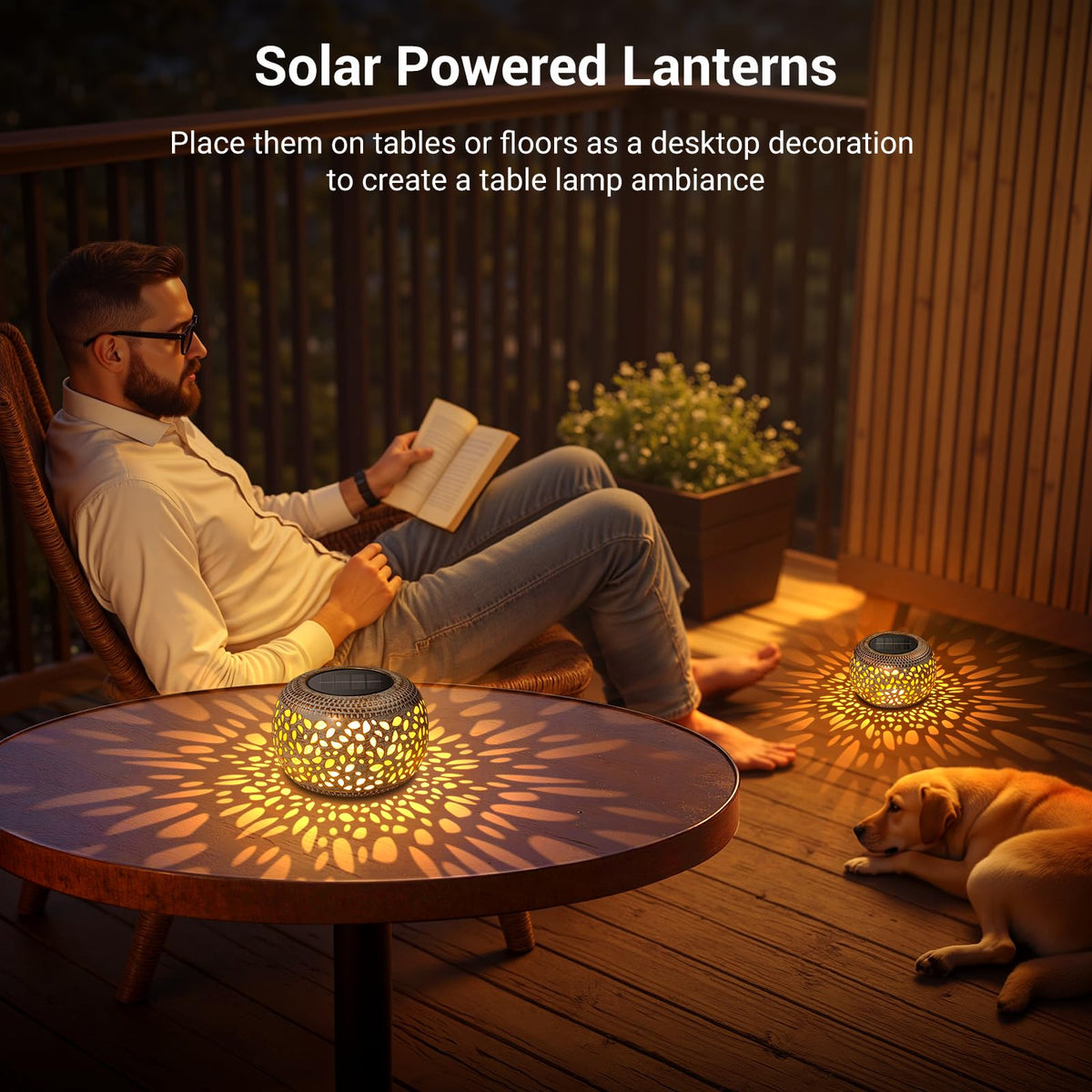 BONLION circular metal lantern tabletop design adds durable, elegant ambiance.