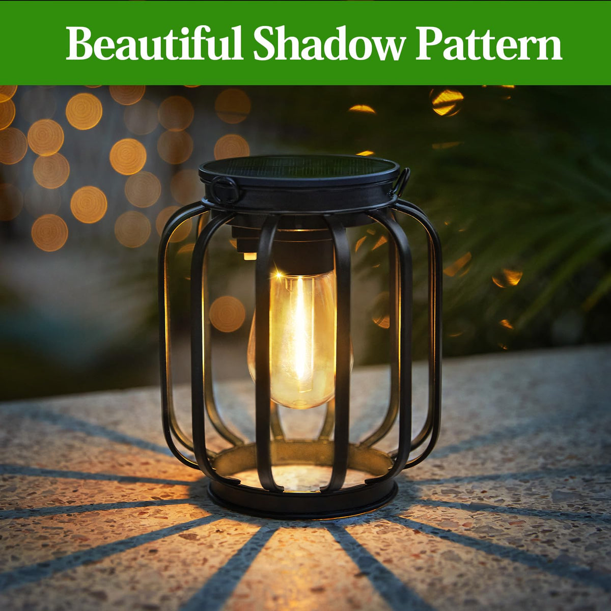 Two-pack BONLION outdoor lanterns hung on a hook for versatile hanging.
