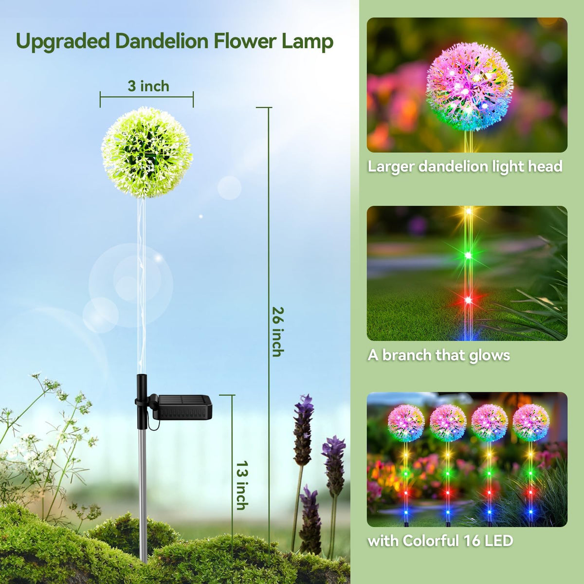 BONLION 16 LED color lights offer two modes for steady or flickering mood lighting.