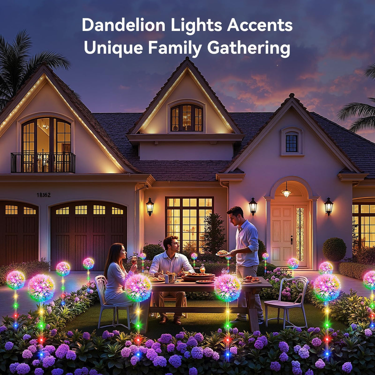 BONLION solar dandelion lights illuminate garden paths with a soft, twinkling glow.