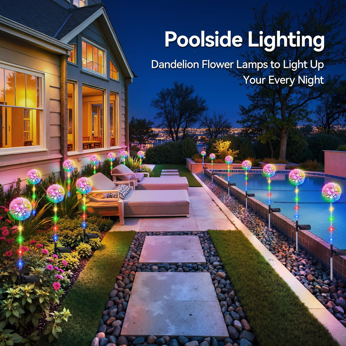 BONLION garden dandelion lights stay lit for hours of ambience on a full charge.