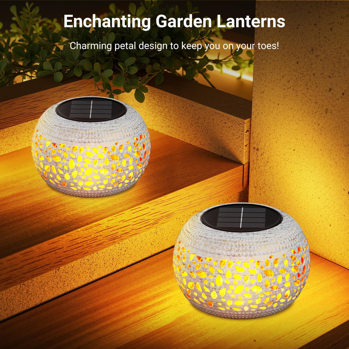 BONLION solar flame lantern IP65 waterproof withstands weather.