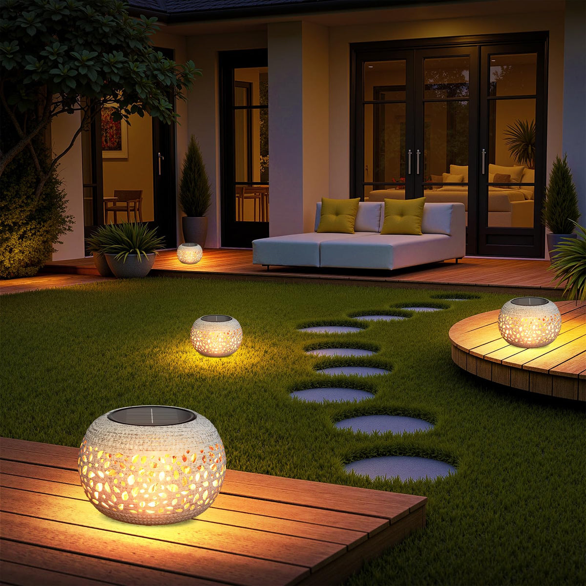 BONLION solar flame lantern tabletop decor creates cozy evenings indoors.