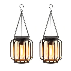 BONLION solar hanging lantern with warm glow for outdoor ambiance.