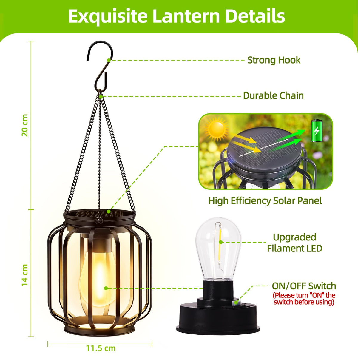 BONLION Solar Hanging Lanterns porch light creates cozy ambiance for gatherings.