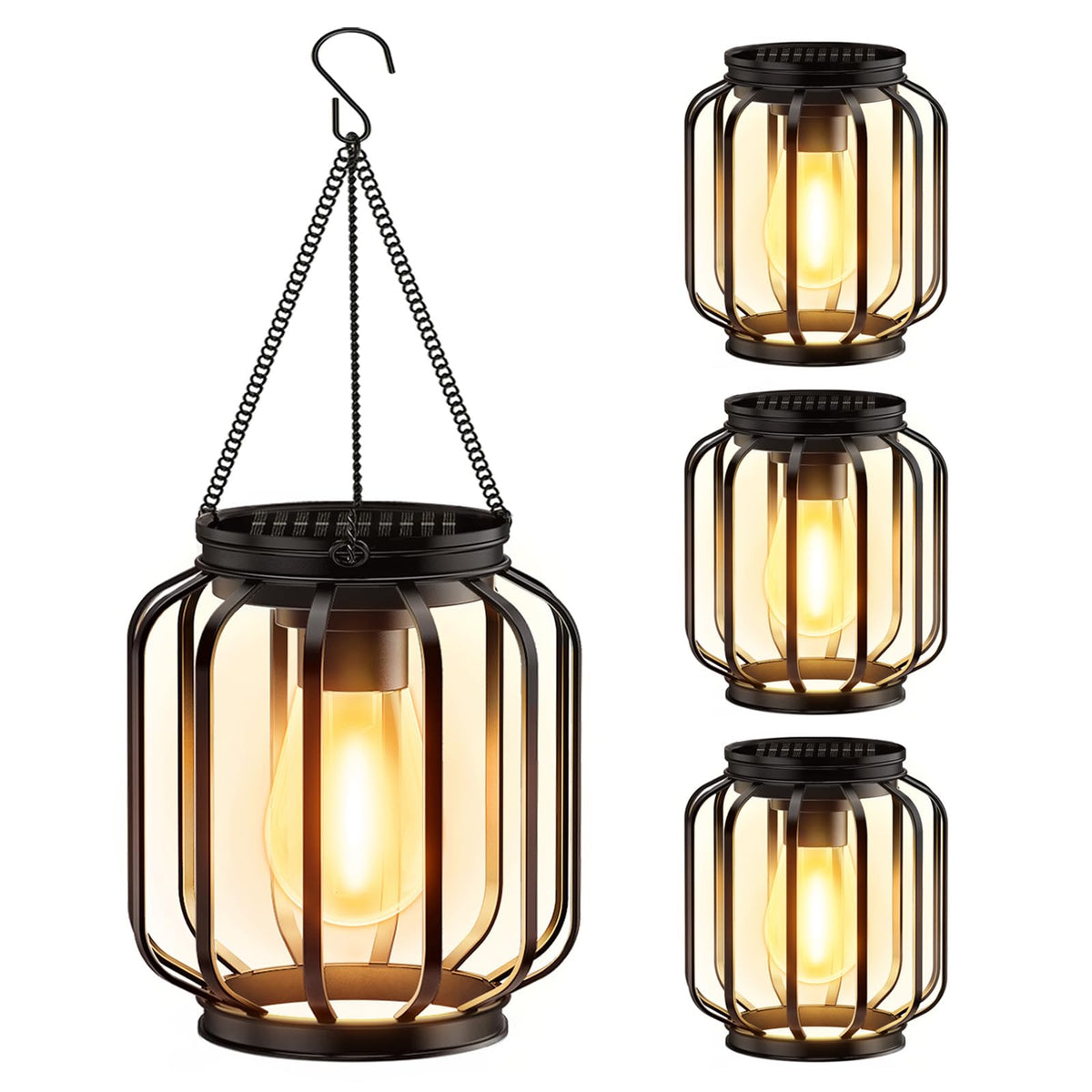 BONLION Solar Hanging Lanterns tree display lights up outdoor evenings with inviting warmth.