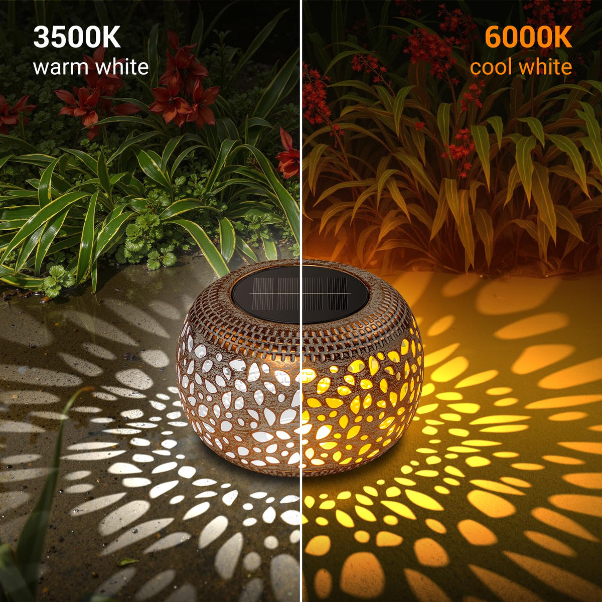 BONLION solar lantern dual-color light for warm and cool mood versatility.