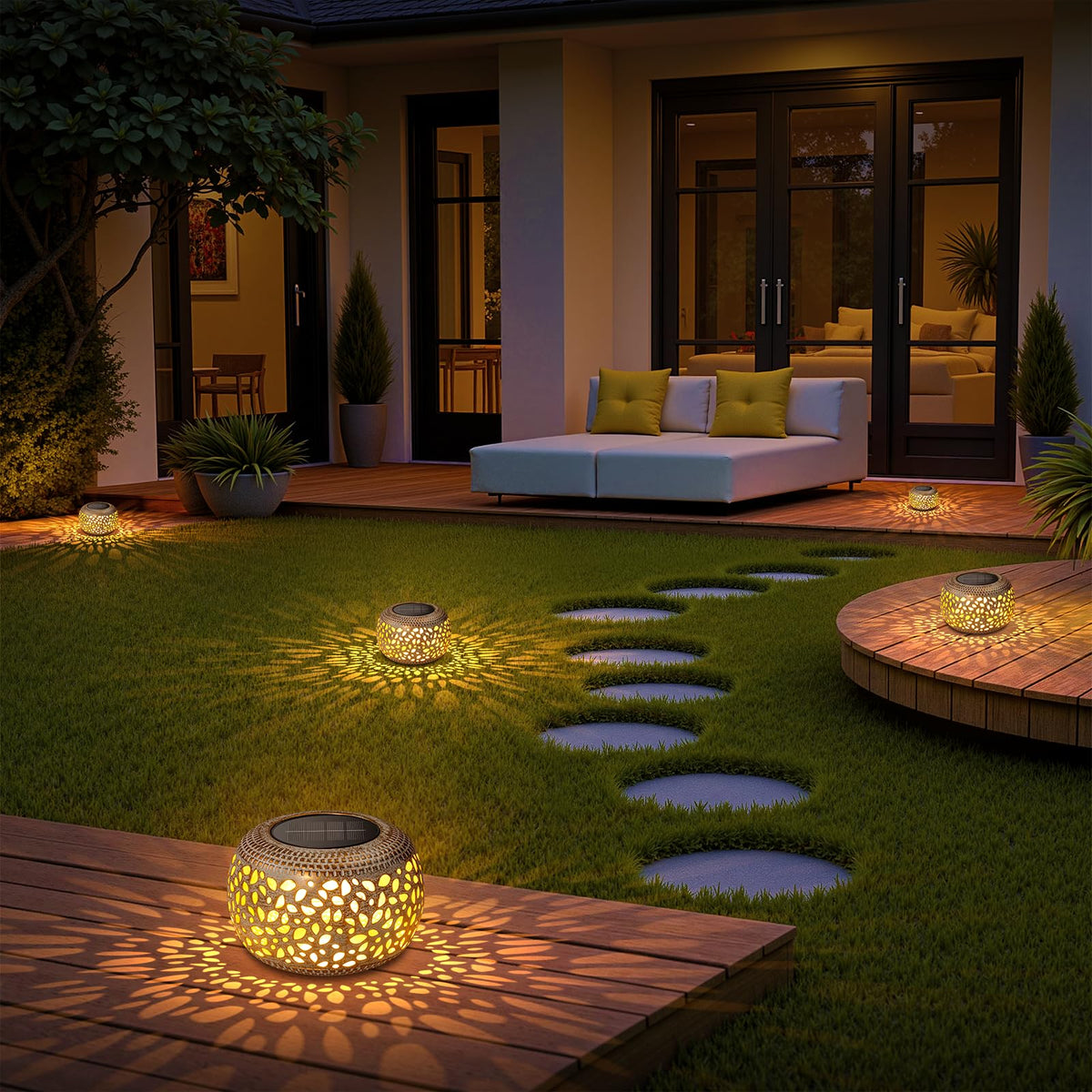 Bonlion solar lantern evening ambience for balcony or porch