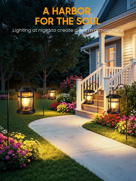 BONLION lanterns enhance garden and patio decor with a cozy glow.