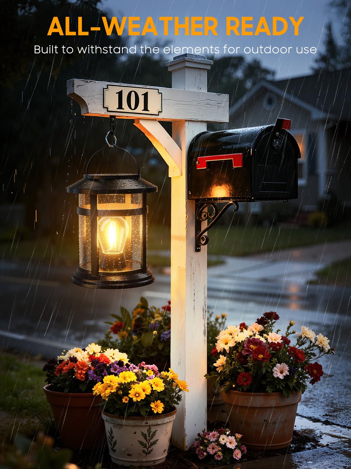 BONLION solar lantern with hanging clip on a tree for flexible placement.