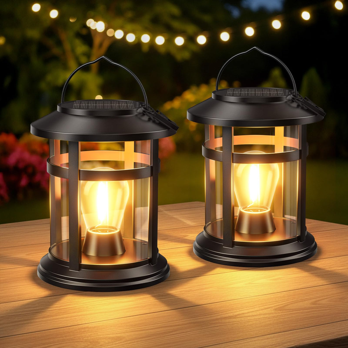BONLION solar lanterns glow softly at sunset, creating first-rate ambiance for outdoor gatherings.