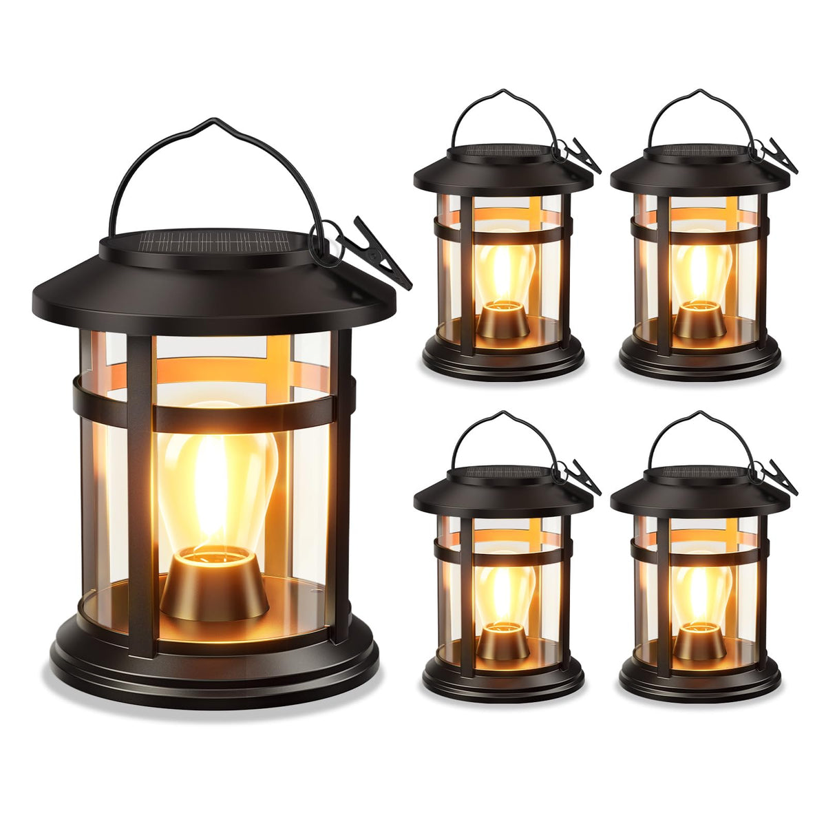 BONLION solar lanterns decorate a patio with weatherproof reliability for year-round lighting.