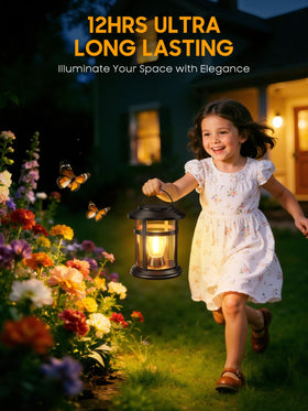 BONLION warm white LED lantern lighting a garden path for intimate evenings.