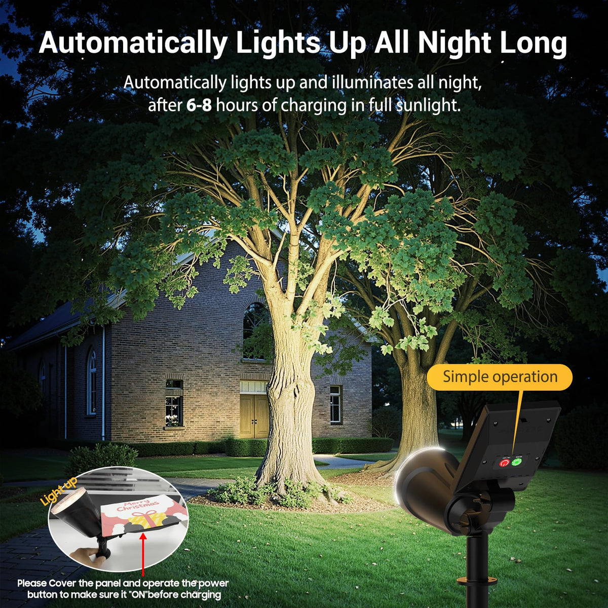 BONLION solar spot light with detached panel head for precise aiming