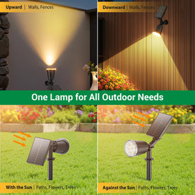 BONLION solar spot light wall-mount setup illuminating porch or fence