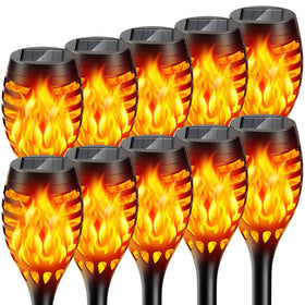 BONLION solar torch lights flickering flame glow for cozy outdoor ambiance