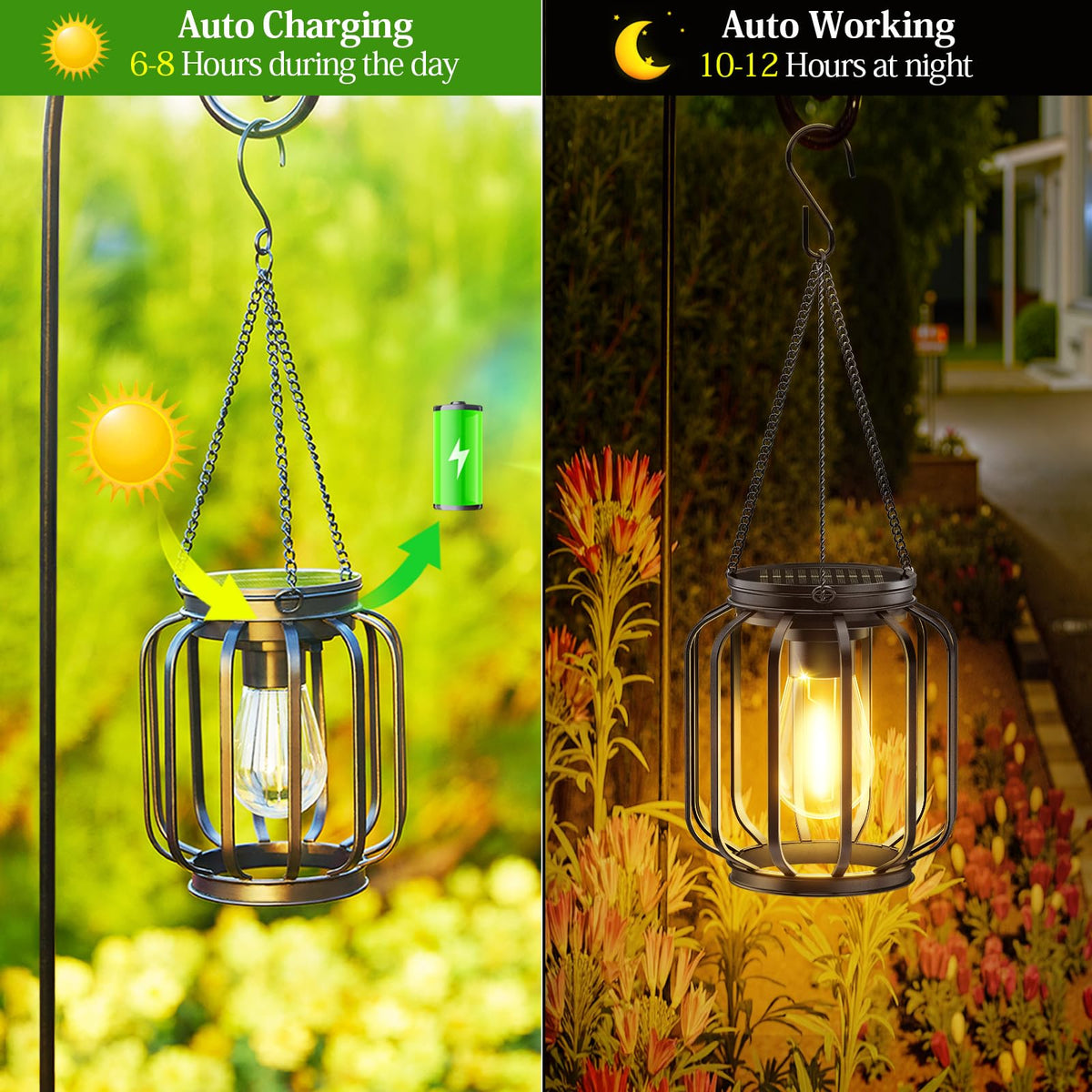 Two-pack outdoor lanterns by BONLION brighten yards, patios, and gardens.