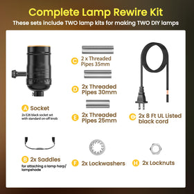 Bonlux lamp repair kit 8ft cord demonstrates length for flexible placement